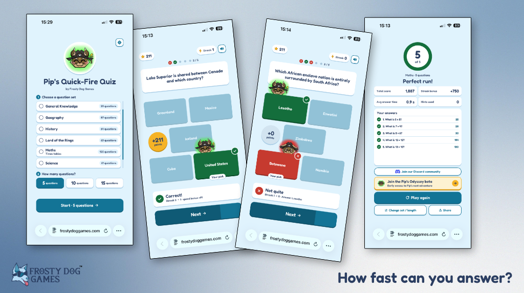 Shipping a quiz to test a quiz: the making of Pip’s Quick-Fire Quiz
